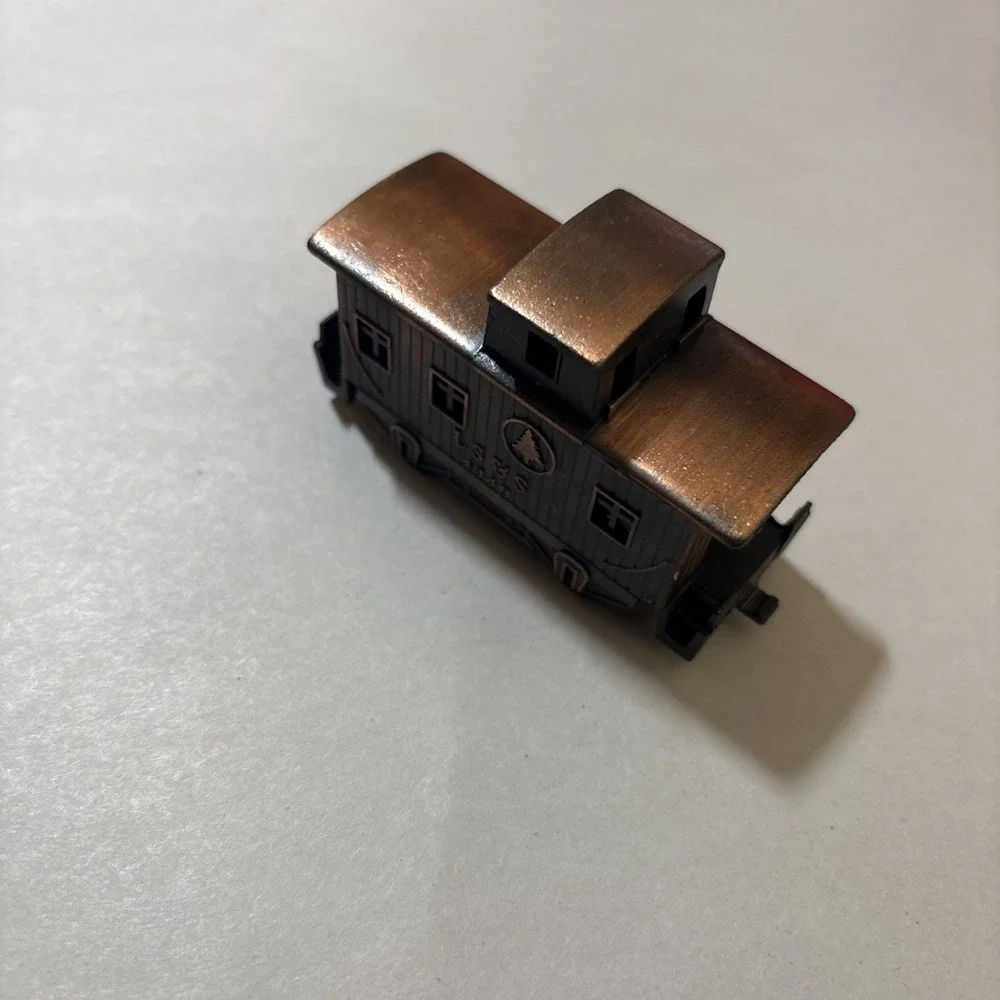 VTG Mini Bronze Die Cast TraIn Car Pencil Sharpener #1912 /w Box EUC